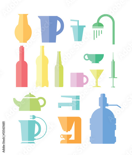 Icons with devices for water.