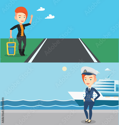 Two transportation banners with space for text.