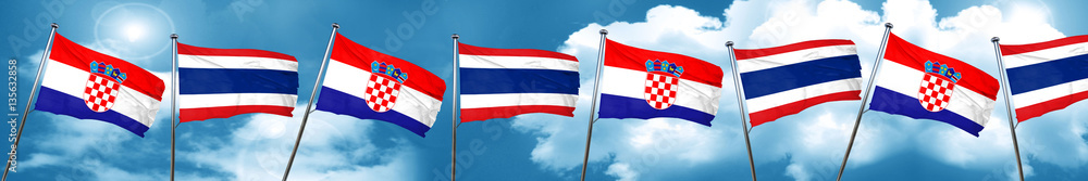 croatia flag with Thailand flag, 3D rendering croatia flag with Thailand flag, 3D rendering