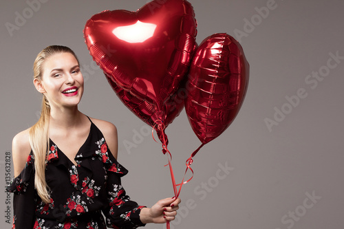 Smiling woman, valentine's day.