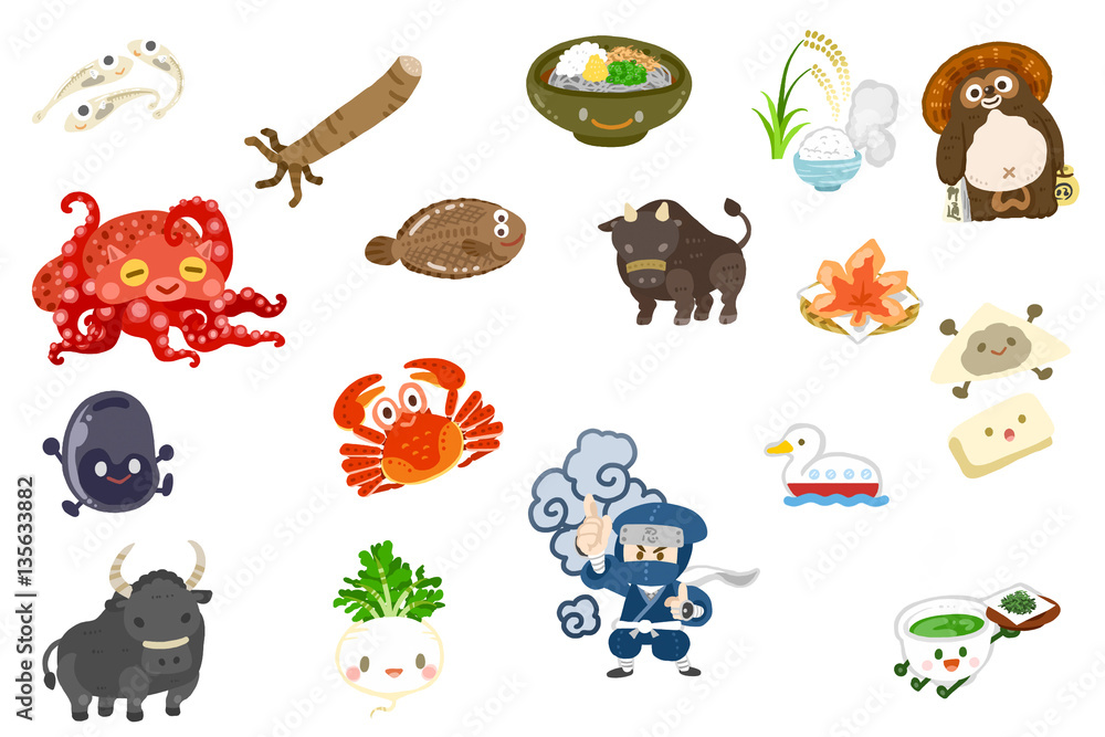 Obraz premium 近畿北地方の名産品