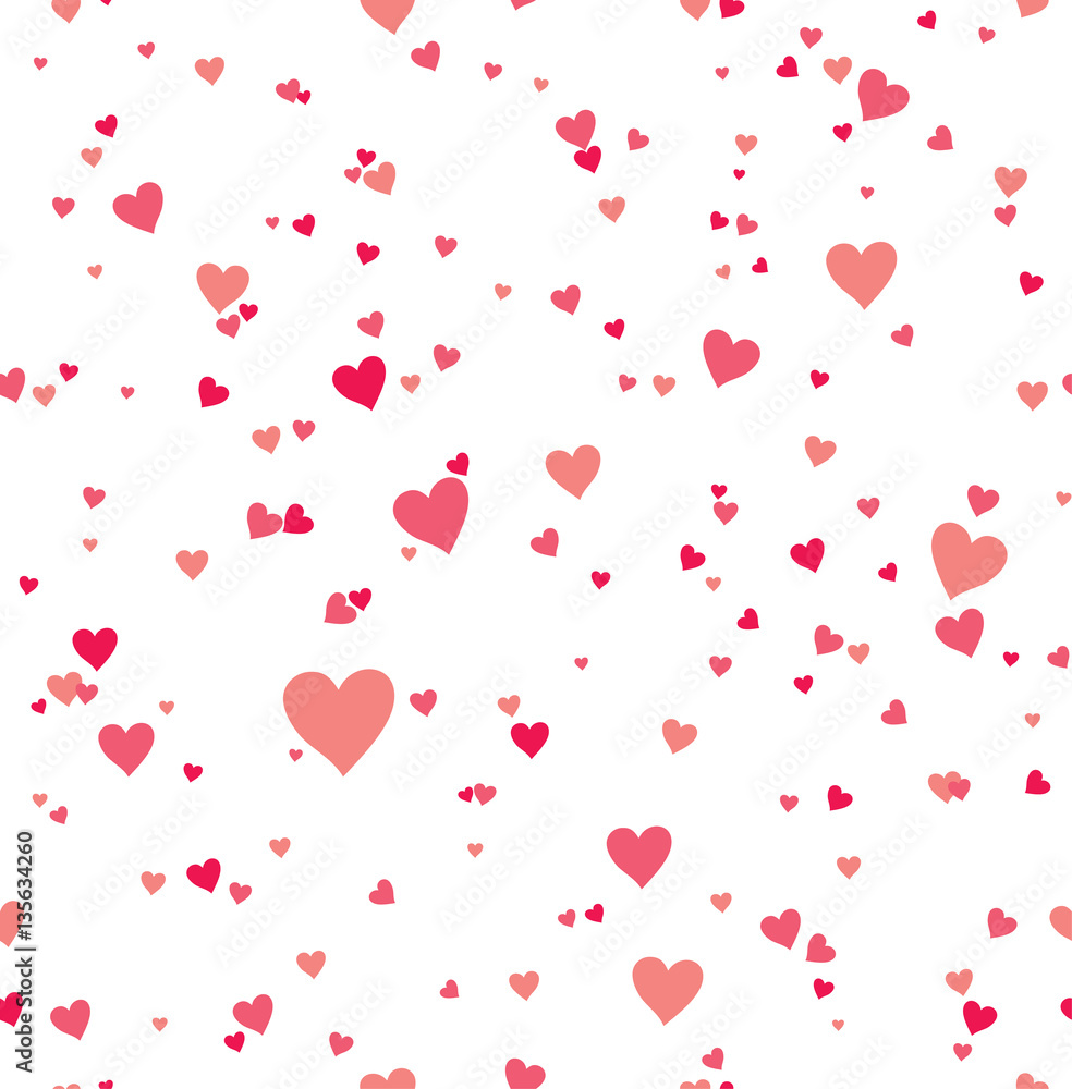 Scarlet and pink hearts. Seamless pattern in the romantic style.