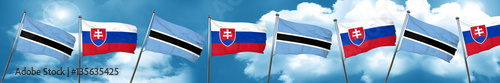 Botswana flag with Slovakia flag, 3D rendering