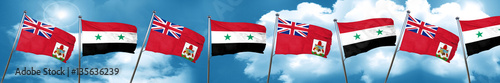 bermuda flag with Syria flag, 3D rendering