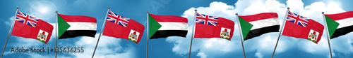 bermuda flag with Sudan flag, 3D rendering