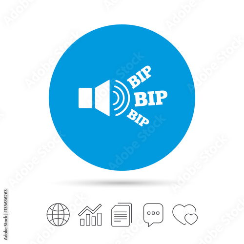 Speaker volume icon. Sound with BIP symbol.