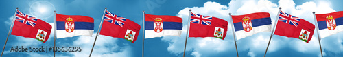 bermuda flag with Serbia flag, 3D rendering