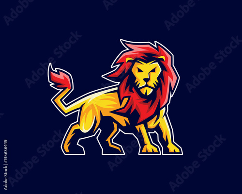 Fototapeta Naklejka Na Ścianę i Meble -  Lion mascot logo, sport logo, emblem or crest character design