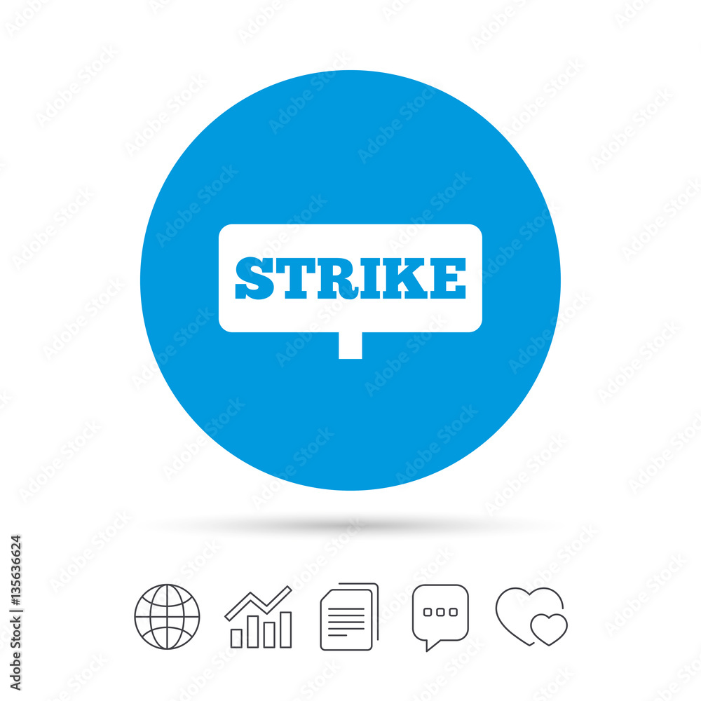 Strike sign icon. Protest banner symbol. Strike sign icon. Protest banner symbol.