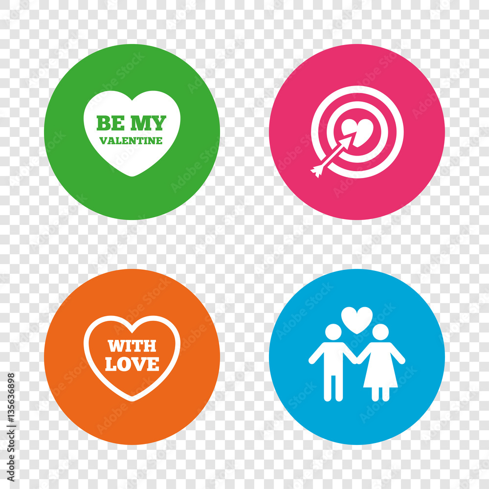 Valentine day love icons. Target aim with heart. Valentine day love icons. Target aim with heart.
