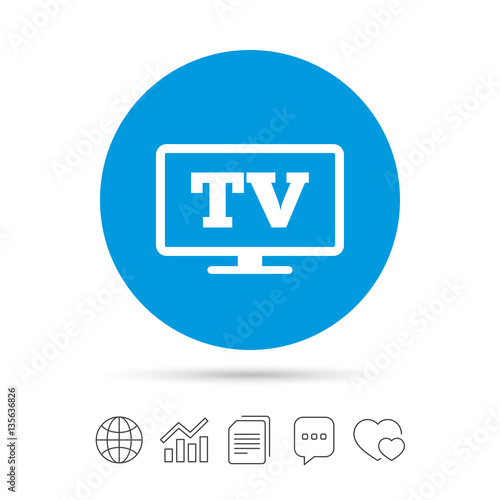 Widescreen TV sign icon. Television set symbol.