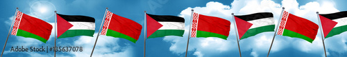 Belarus flag with Palestine flag, 3D rendering
