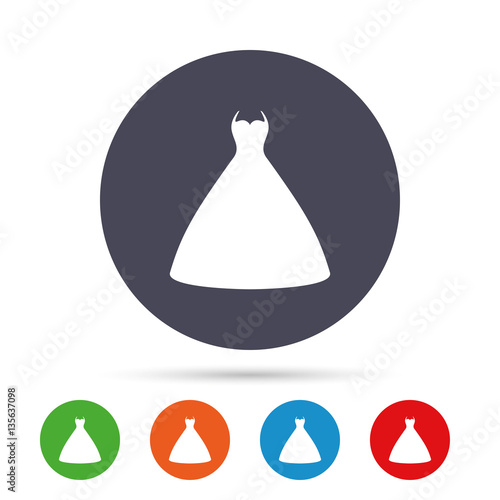 Wedding dress sign icon. Elegant bride symbol.