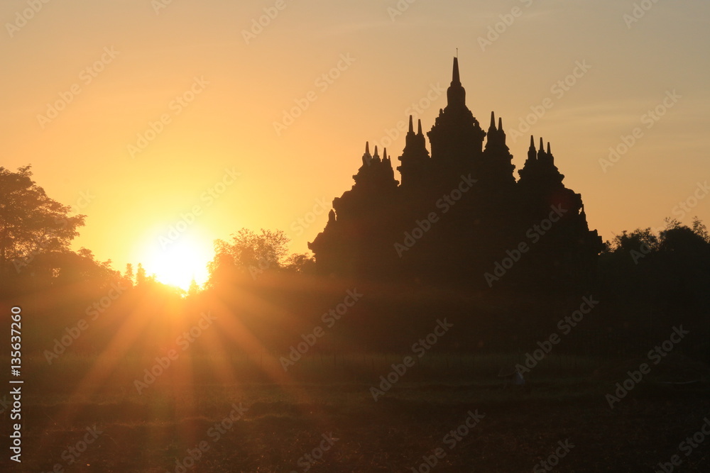 Sunrise in Plaosan Temple
