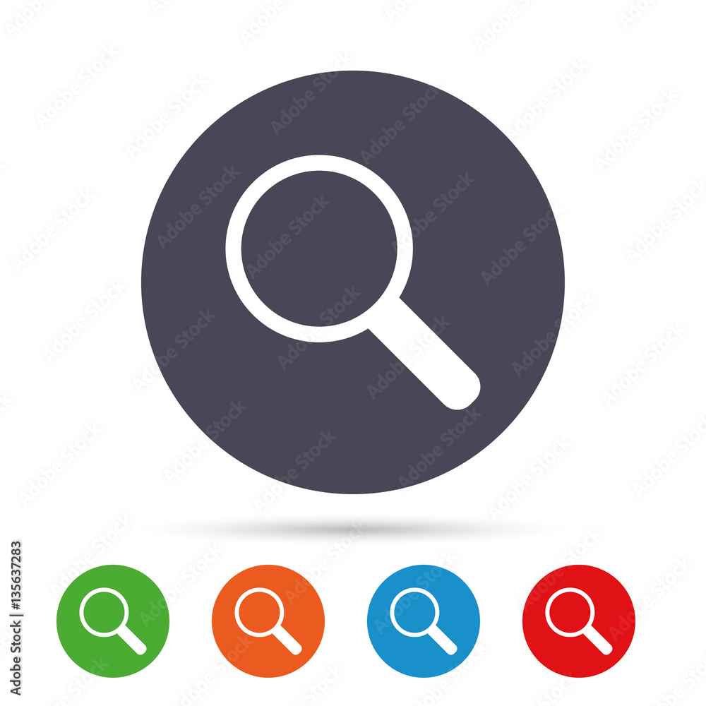 Magnifier glass sign icon. Zoom tool. Navigation. Magnifier glass sign icon. Zoom tool. Navigation.