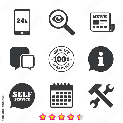 Repair fix tool icons. Customer service signs.