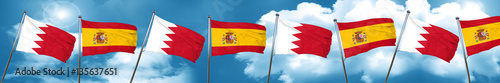 Bahrain flag with Spain flag, 3D rendering