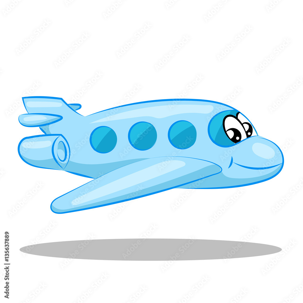 kid blue cartoon plane with eyes and mouth Stock Vector | Adobe Stock