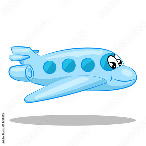 kid blue cartoon plane with eyes and mouth
