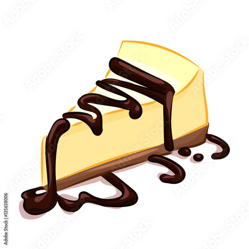 cheese cake with chocolate at the white background