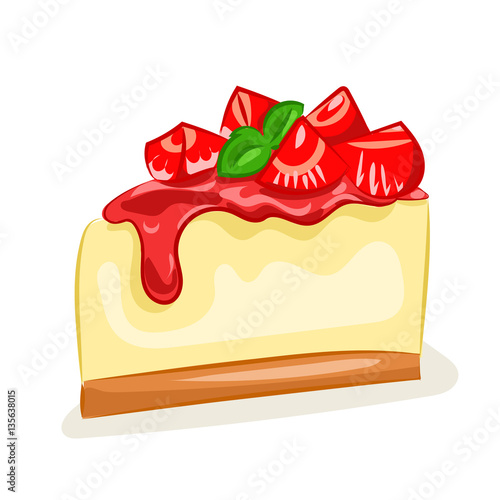 cheese cake with strawberry at the white background