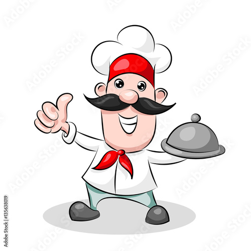 cartoon cute funny chef cook in the cap