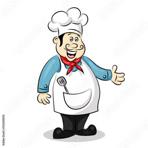 cartoon cute funny chef cook in the cap