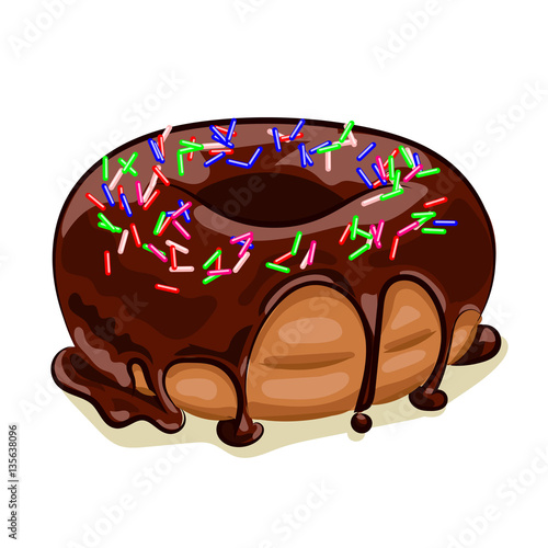 donuts with chocolate and frosting isolated at the white background