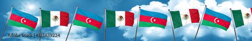 Azerbaijan flag with Mexico flag, 3D rendering