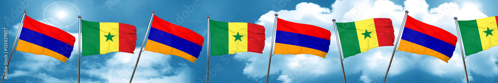 Armenia flag with Senegal flag, 3D rendering Armenia flag with Senegal flag, 3D rendering