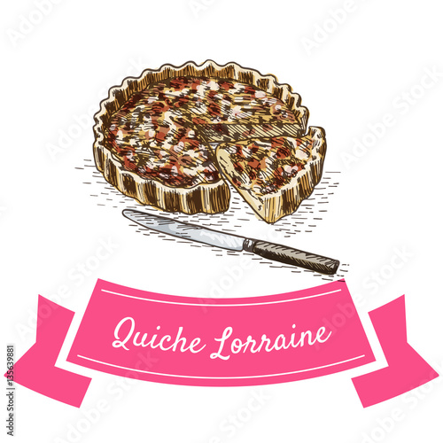 Quiche Lorraine colorful illustration.