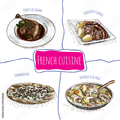 French menu colorful illustration.