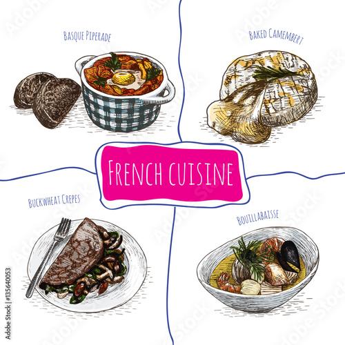 French menu colorful illustration.