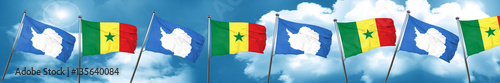 antarctica flag with Senegal flag, 3D rendering