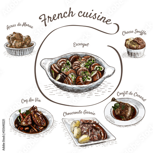 French menu colorful illustration.
