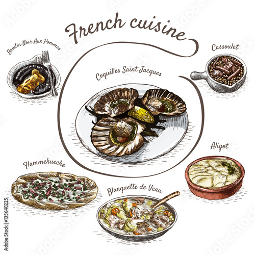 French menu colorful illustration.