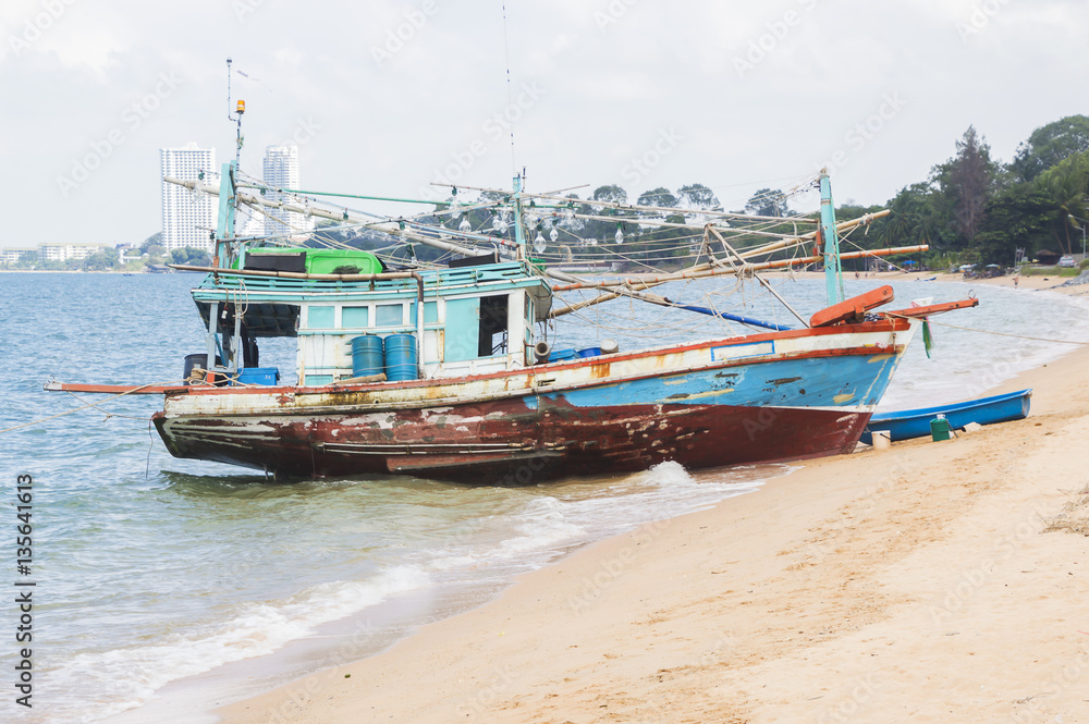 Fishing boat on sea at morning, Thailand Fishing boat on sea at morning, Thailand