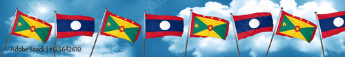 Grenada flag with Laos flag  3D rendering