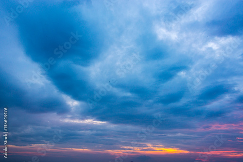 colorful sky with clouds in the evening.