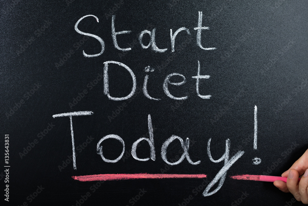 Start Diet Concept On Blackboard Start Diet Concept On Blackboard