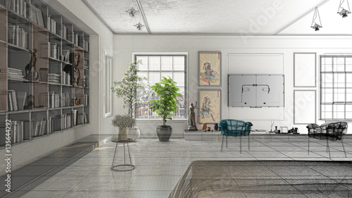 Appartamento, Rendering 3d progetto, interni, Camera Da Letto, Luxury photo