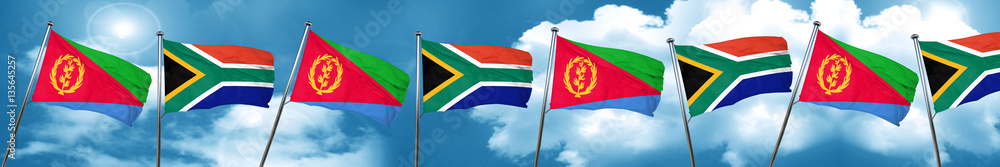 Fototapeta premium Eritrea flag with South Africa flag, 3D rendering