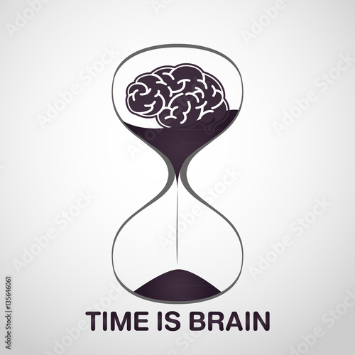stroke brain logo vector icon design, time is brain