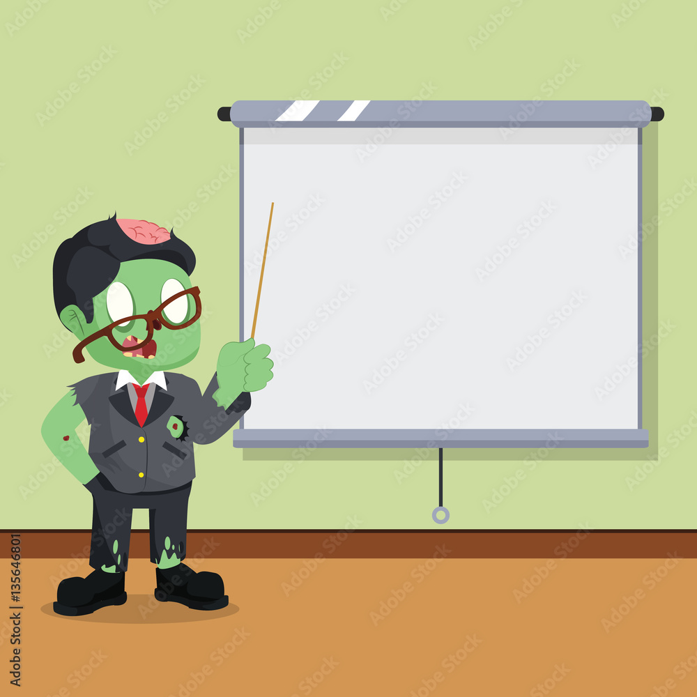 zombie businessman doing presentation