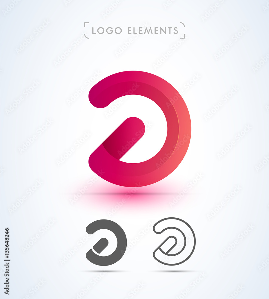 Abstract logo elements. Can be used as letter D or switch off icon. Origami paper style Abstract logo elements. Can be used as letter D or switch off icon. Origami paper style