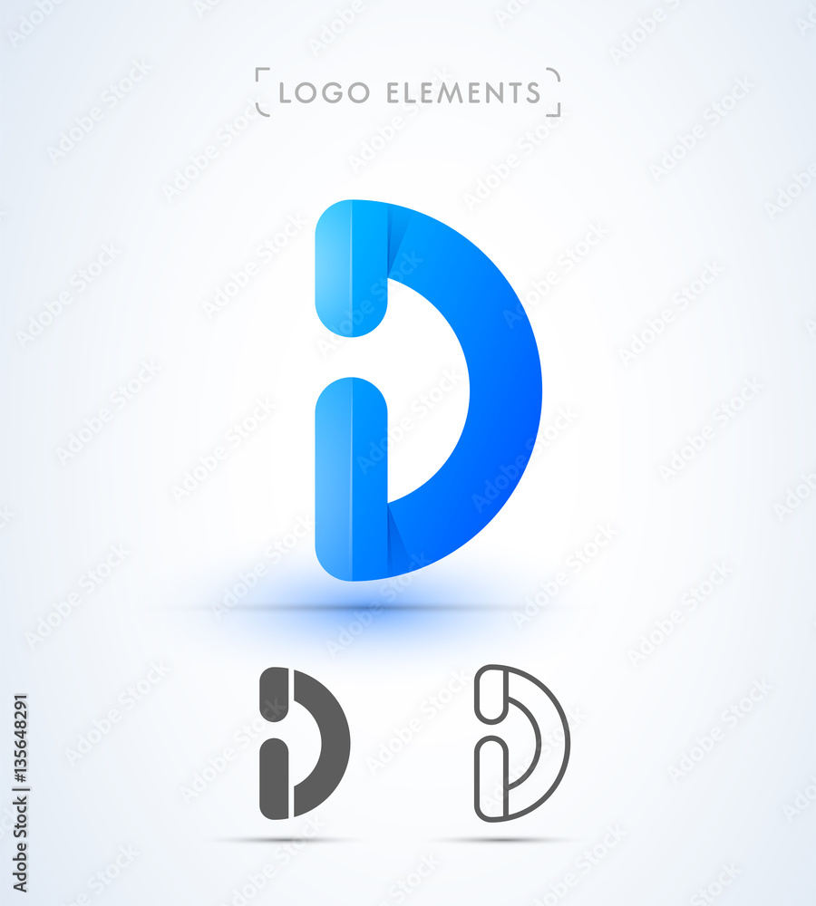 Vector abstract letter D logo template. Origami paper style Vector abstract letter D logo template. Origami paper style