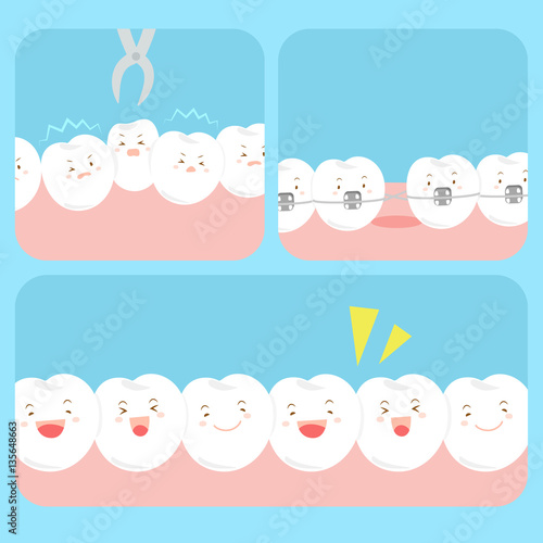 cute happy cartoon tooth