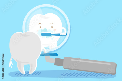 cartoon tooth brushing