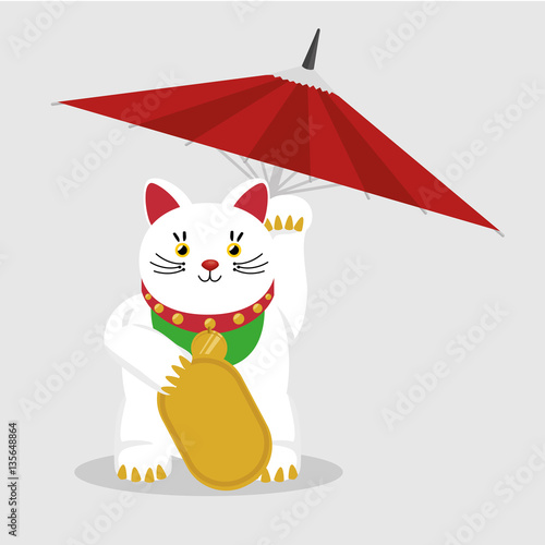 japanese culture cat lucky vector illustration design