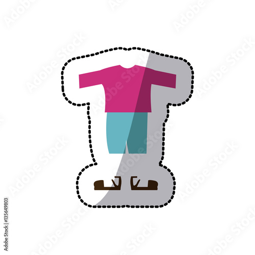 sticker color silhouette with male clothing pijama short vector illustration